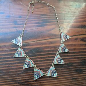 Boho Geometric Enamel Triangle Statement Necklace